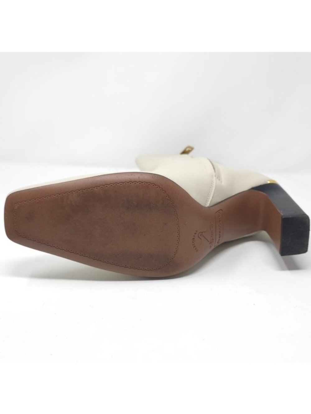 Franco Sarto Briar Snip Toe Heeled Ankle Boot Chalk White Leather 8 M - Picture 13 of 16